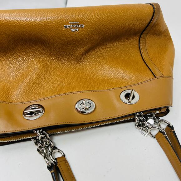 Coach Turnlock Edie Bag Tan Silver Hobo Pebble Leather DIY Handles - Picture 8 of 15